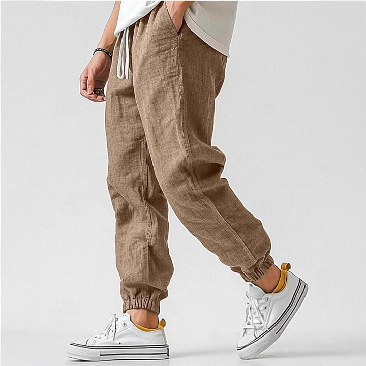 Herren Bequeme Leinenhose mit elastischem Bund und seitlichen Taschen W&W Mode