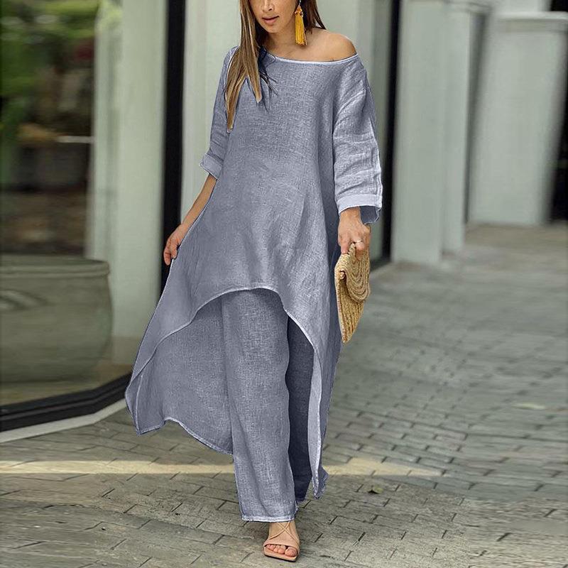 Damen lässiges Oberteil mit asymmetrischem Schnitt und eleganter Langarmoptik W&W Mode