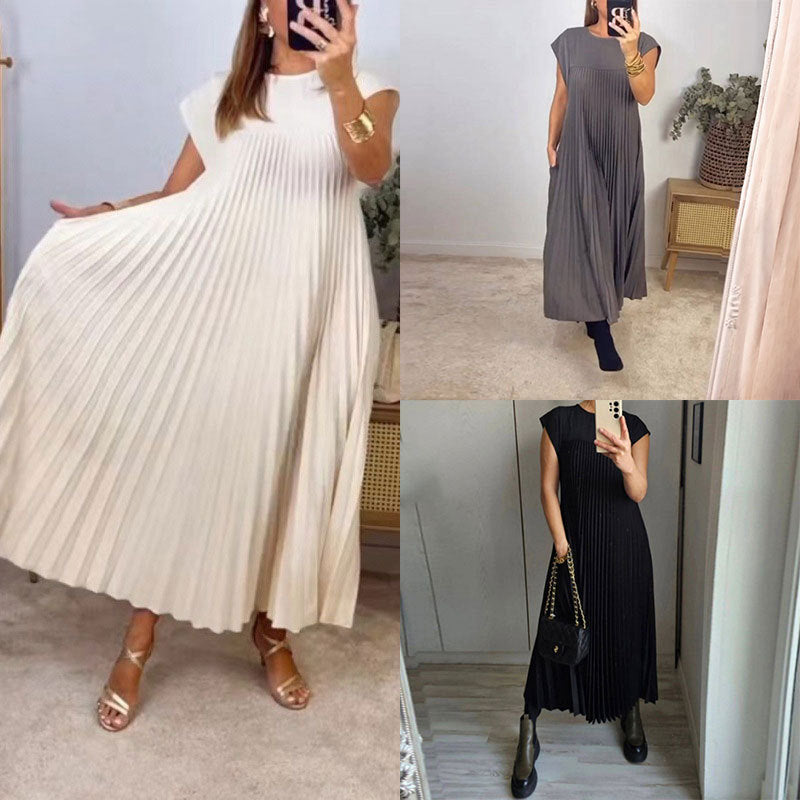 Damen Plissiertes Maxikleid mit elegantem Schnitt und dekorativen Details W&W Mode