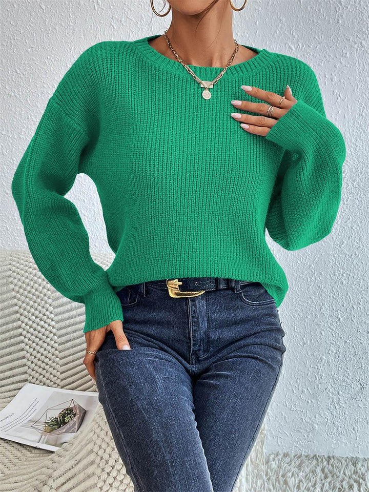 Damen lässiger Strickpullover mit lockerer Passform und eleganten Rippdetails W&W Mode