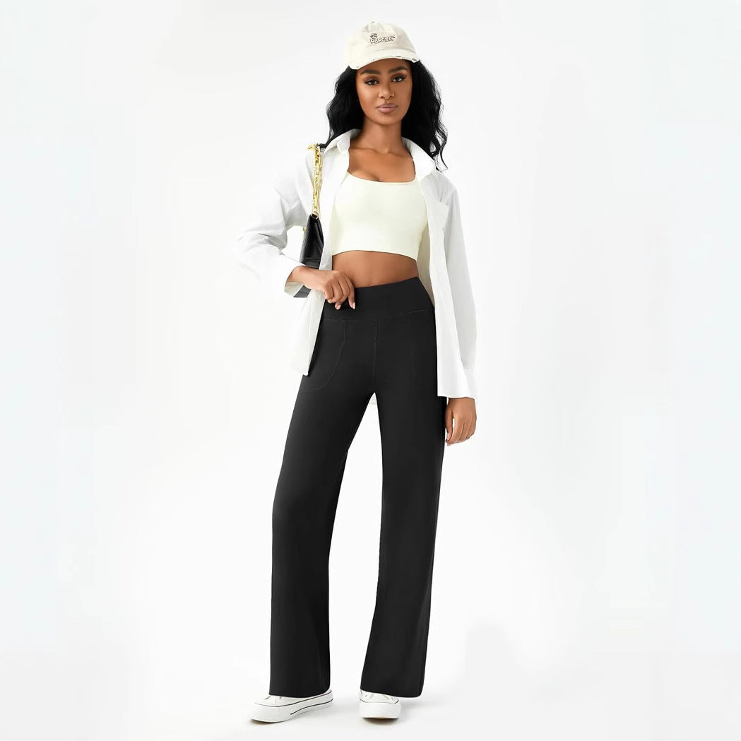 Damen bequeme Freizeithose mit seitlichen Taschen und elastischem Bund W&W Mode