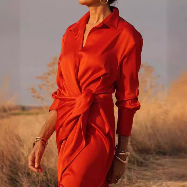 W&W Mode | Schnürung Hohe Taille Geteilter Bodenlanger Kleid