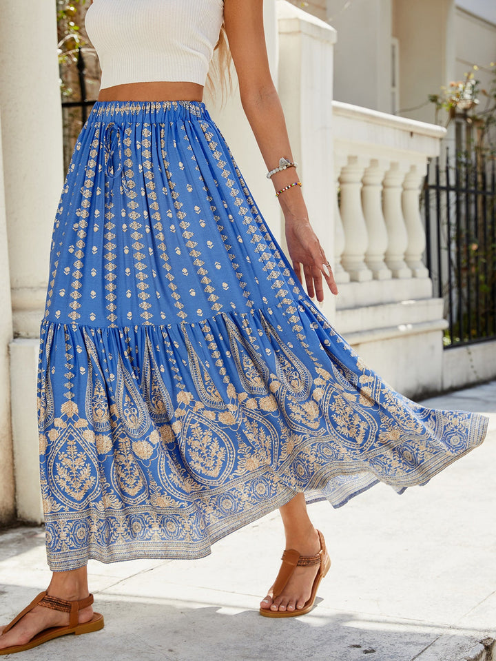 Damen weite Boho-Rock mit verzierten Volants W&W Mode
