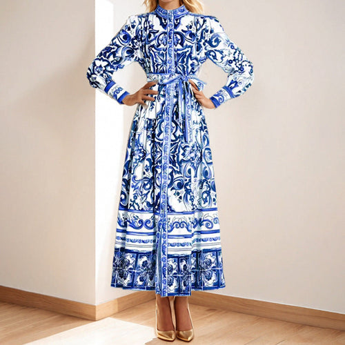 Damen Midikleid im eleganten Barockdesign mit aufwendigen Musterdetails W&W Mode