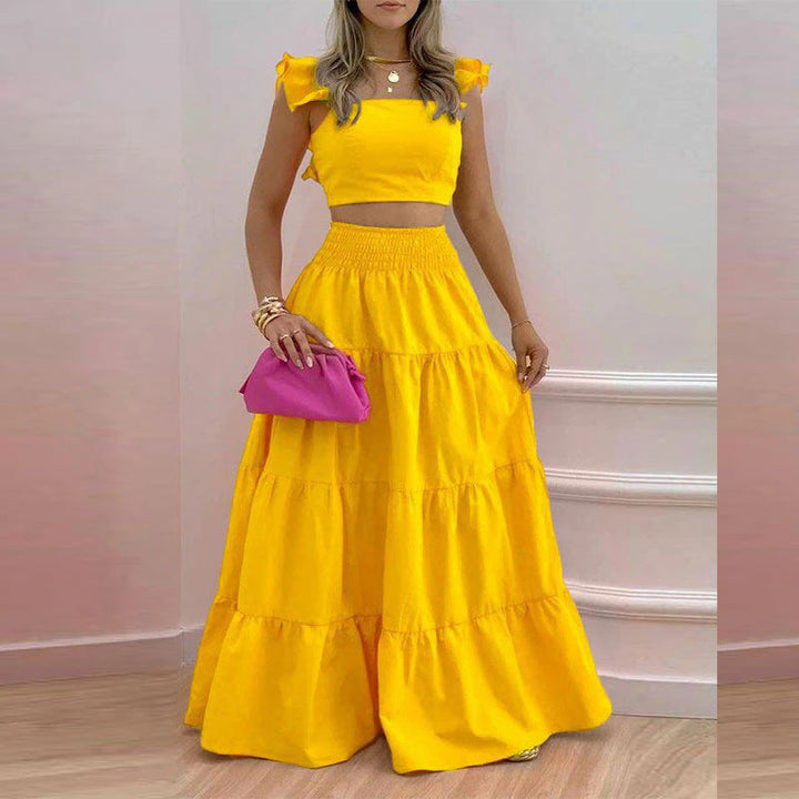 Damen Zweiteiliges Sommer-Outfit mit Volants W&W Mode