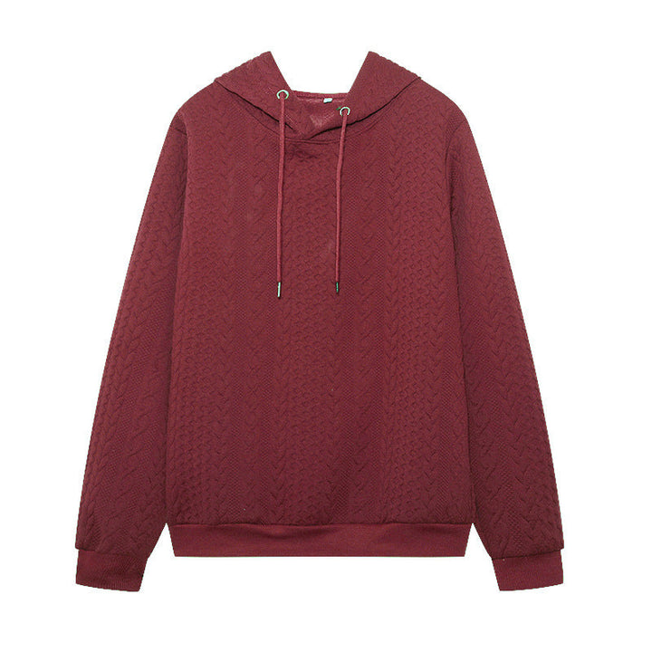 W&W Mode Jacquard Kapuze Schnürung langärmliges lockeres Sweatshirt