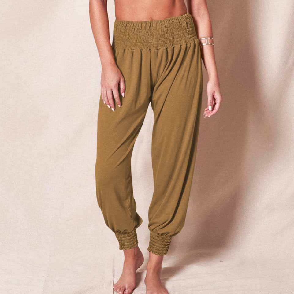 Damen weiche und bequeme Relax-Hosen mit elastischem Bund und buntem Design W&W Mode