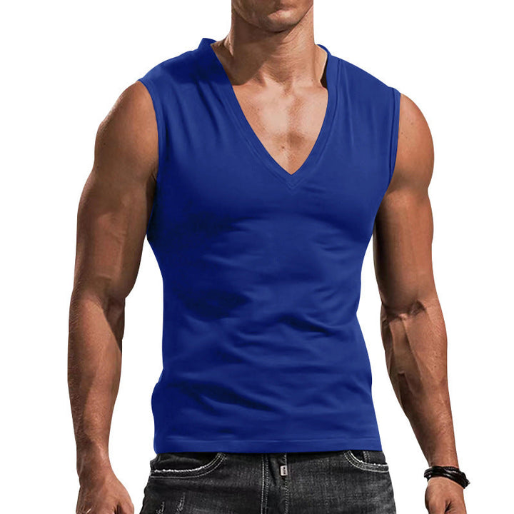 Herren ärmelloses V-Ausschnitt T-Shirt aus atmungsaktivem Material W&W Mode