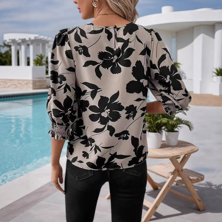 Damen Bluse mit floralem Druck und Rüschenärmeln W&W Mode