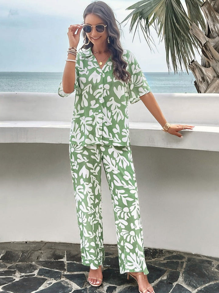 W&W Mode | Sommeranzug mit Print und kurzen Ärmeln