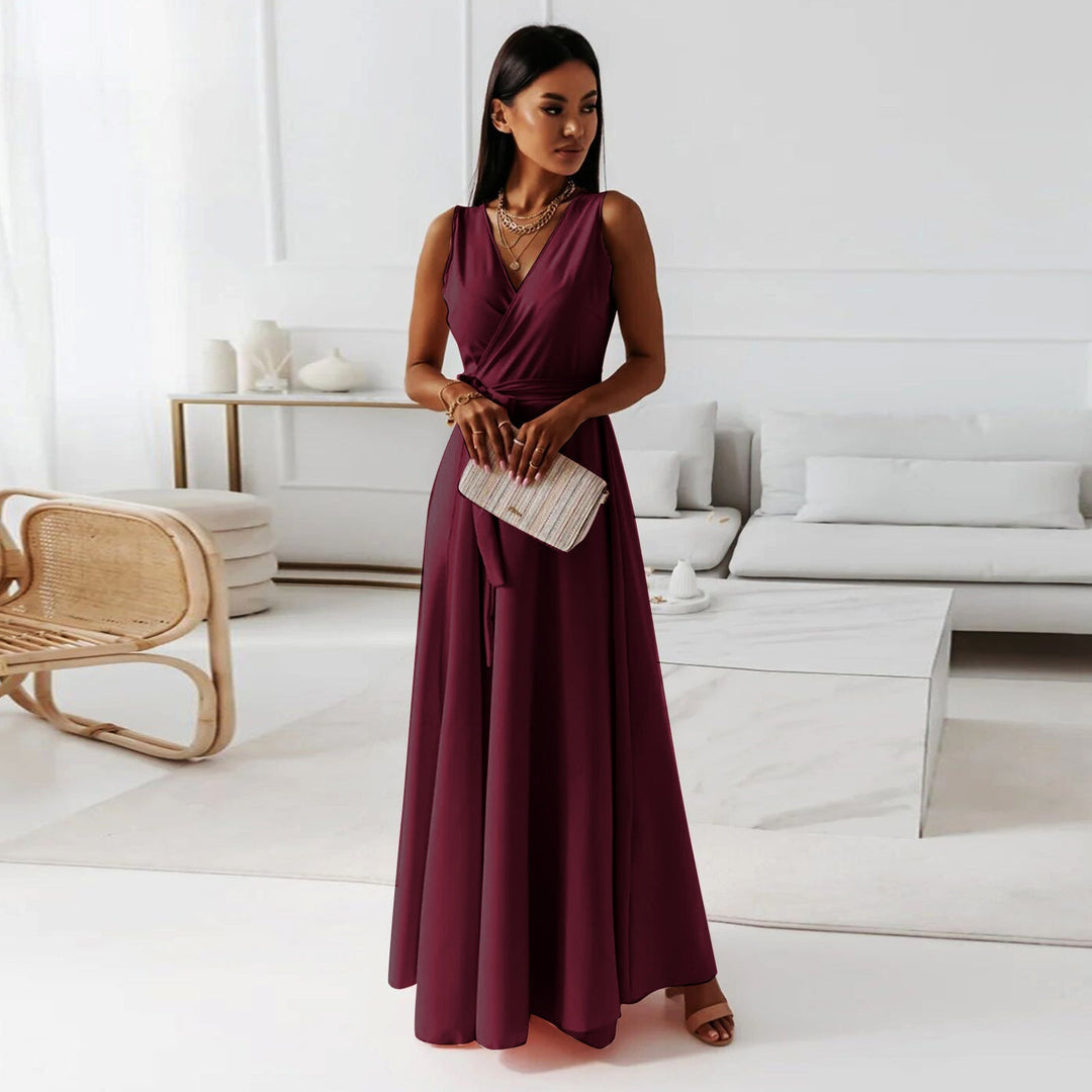 W&W Mode | Elegantes V-Ausschnitt Ärmelloses Maxi-Kleid für Damen