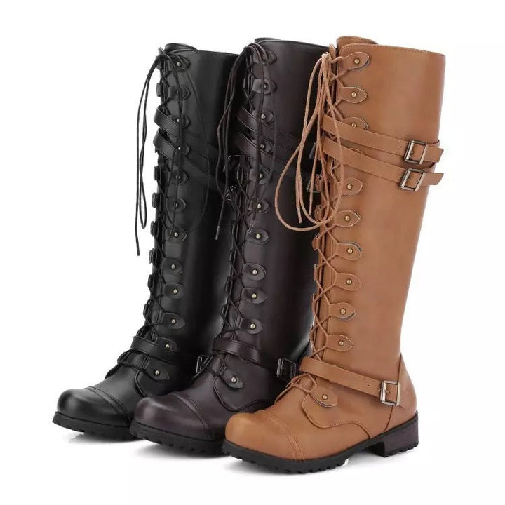 Retro Schnürstiefel mit Schnalle
