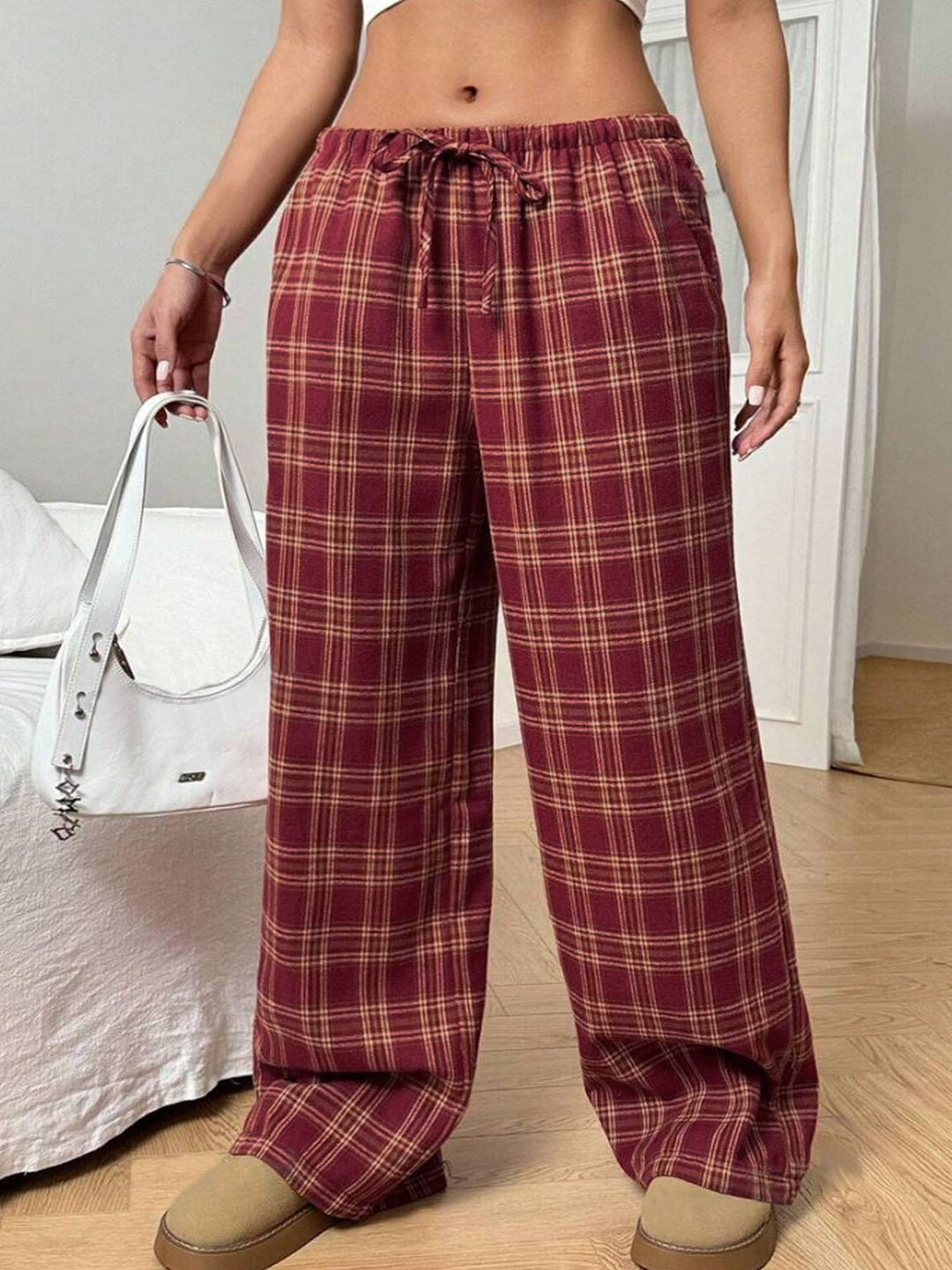 Damen Karierte Freizeithose W&W Mode