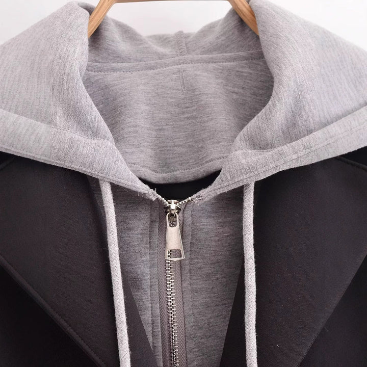 Damen modischer Übergangs-Mantel mit integriertem Kapuzenpullover W&W Mode