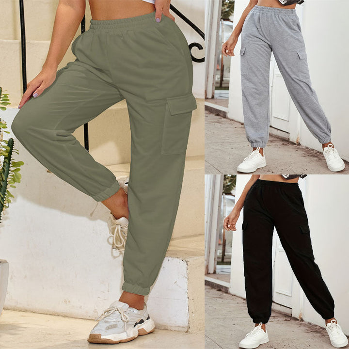 Damen Cargo-Hose mit elastischem Bund und praktischen Seitentaschen W&W Mode