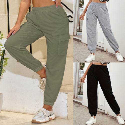 Damen Cargo-Hose mit elastischem Bund und praktischen Seitentaschen W&W Mode