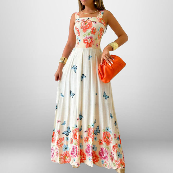 Damen Maxikleid mit floralem Design und verstellbaren Trägern W&W Mode