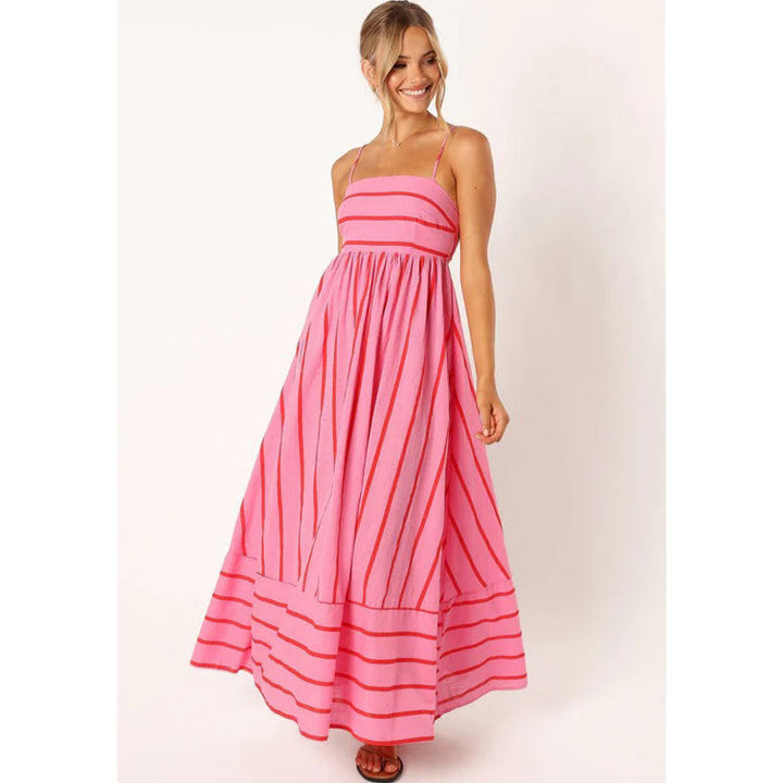 Damen Maxikleid aus gestreiftem Baumwollstoff W&W Mode