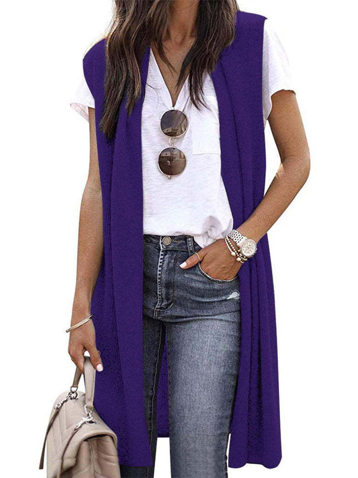 Damen offene Strickjacke mit lässigem Schnitt und langen Seitenpartien W&W Mode
