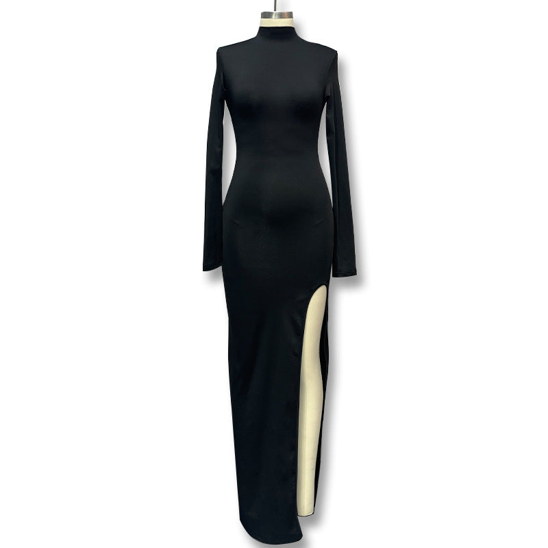 Damen Elegantes Maxikleid mit verführerischem Rücken-Ausschnitt und tiefem Schlitz W&W Mode