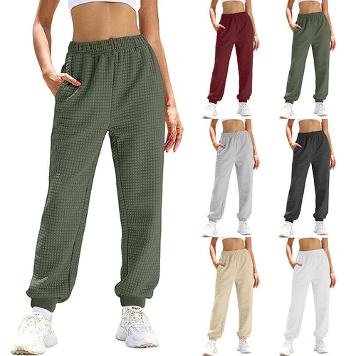 Damen lockere Waffelstruktur Jogginghose W&W Mode