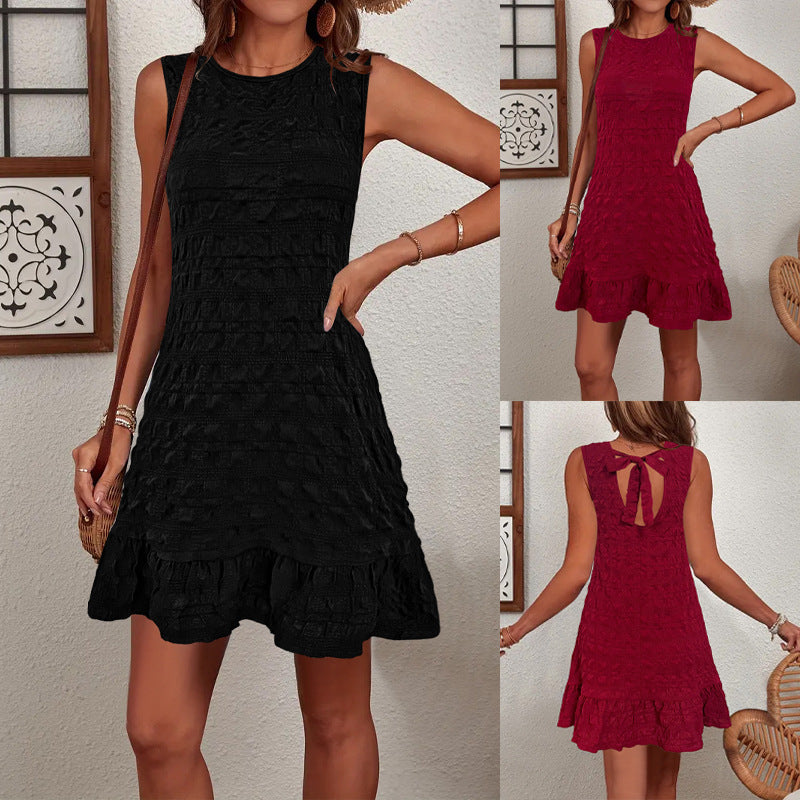 Damen ärmelloses Sommerkleid im strukturierten Design W&W Mode