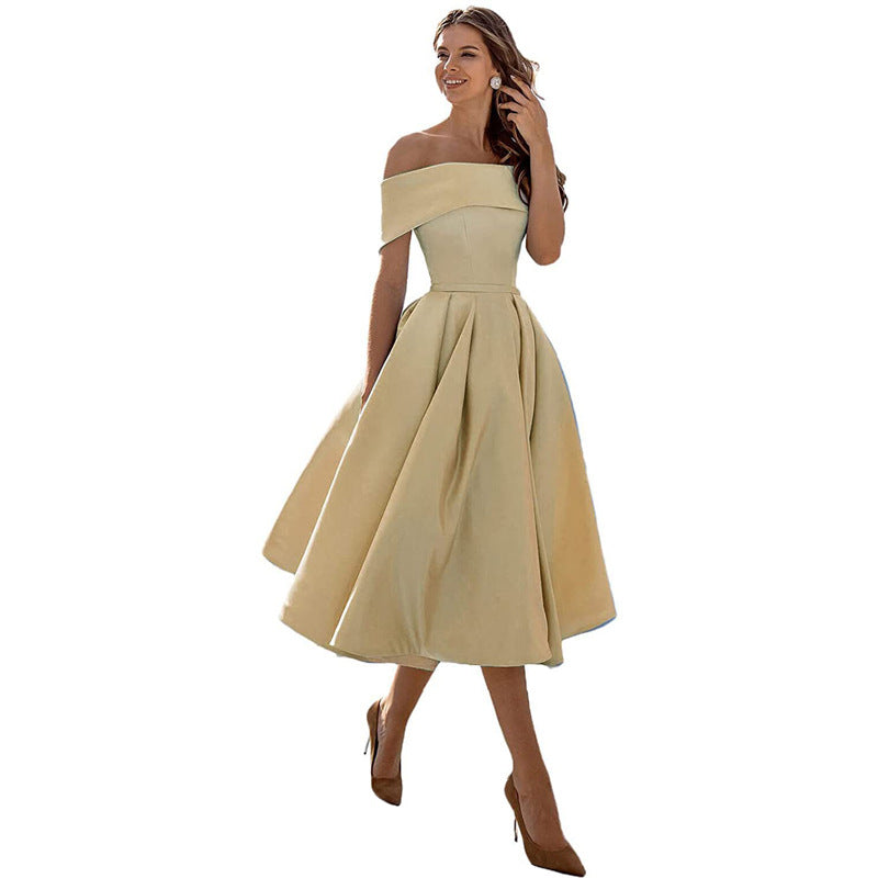 W&W Mode | Vielseitiges Trägerloses Satin-Kleid Für Partys