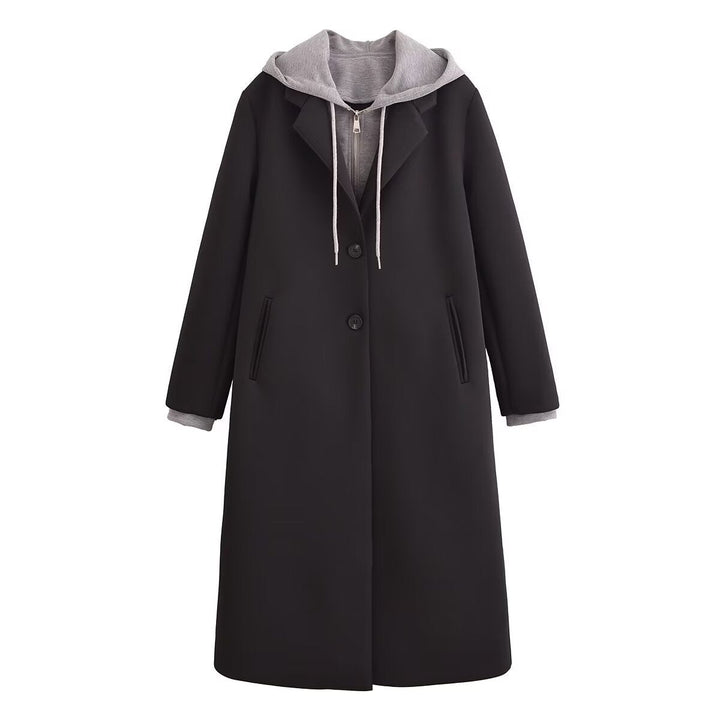 Damen modischer Übergangs-Mantel mit integriertem Kapuzenpullover W&W Mode