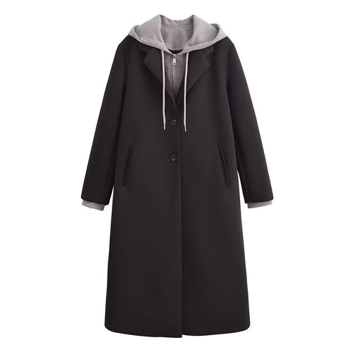 Damen modischer Übergangs-Mantel mit integriertem Kapuzenpullover W&W Mode