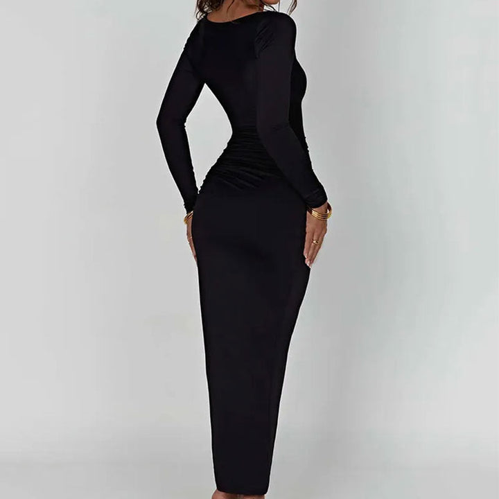 Damen Kleid mit raffiniertem Drapierungseffekt und sexy Schlitz W&W Mode