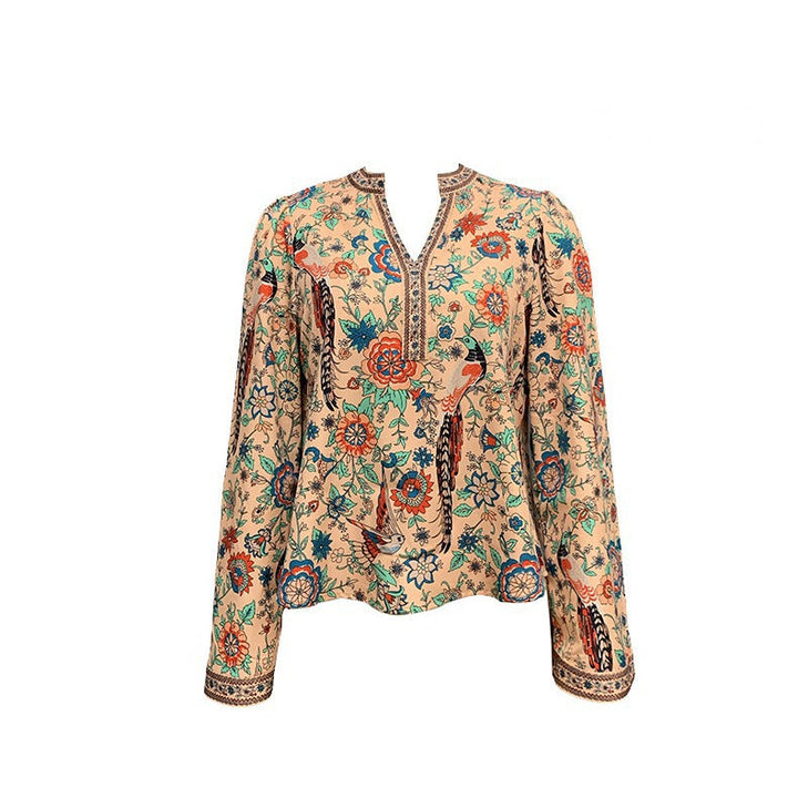 Damen Bluse mit floralem Muster und weitem Ärmel W&W Mode