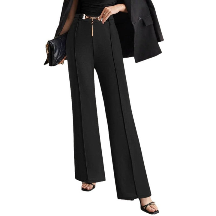 Damen elegante Boucle-Hosen mit weit geschnittenem Bein und dekorativem Reißverschluss W&W Mode
