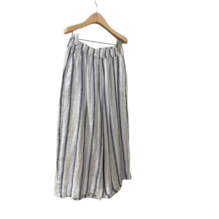 Damen Relaxed Fit Gestreifte Leinen Culottes W&W Mode