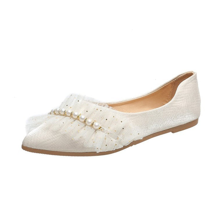 Damen Ballerinas mit dekorativem Rüschen- und Perlenschmuck W&W Mode
