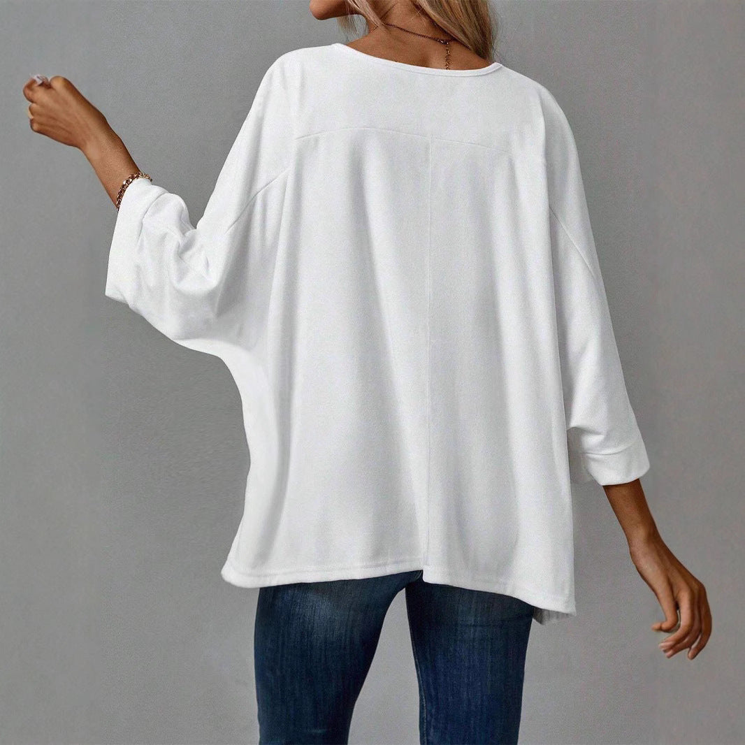 Damen oversized T-Shirt mit weitem Schnitt und moderner Silhouette W&W Mode