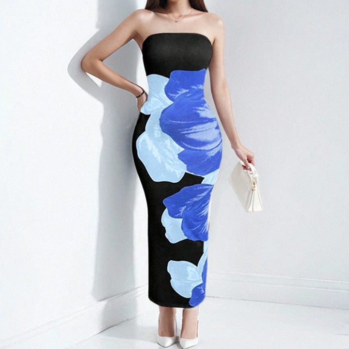 Damen Etui Maxikleid mit schulterfreiem Design und floralem Druck W&W Mode