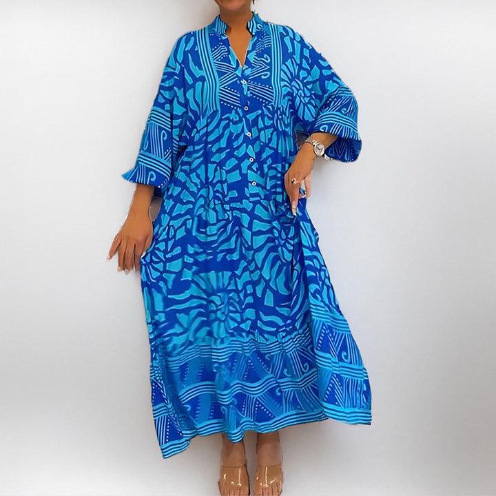Damen Tunika-Kleid mit einzigartigem Grafikdruck und weiten Ärmeln W&W Mode