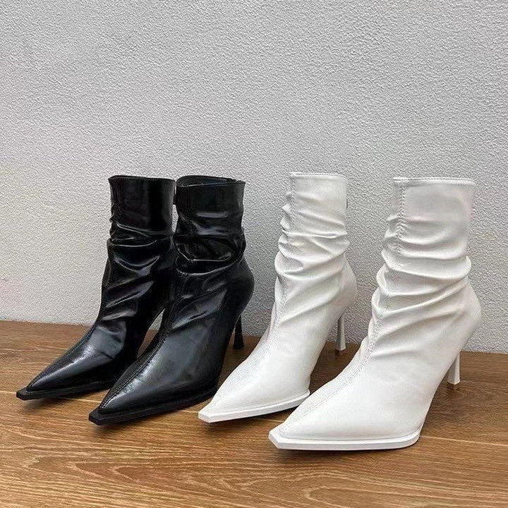 Damen elegante Stiefeletten mit spitzem Zehenbereich und lässigem Schlupfdesign W&W Mode