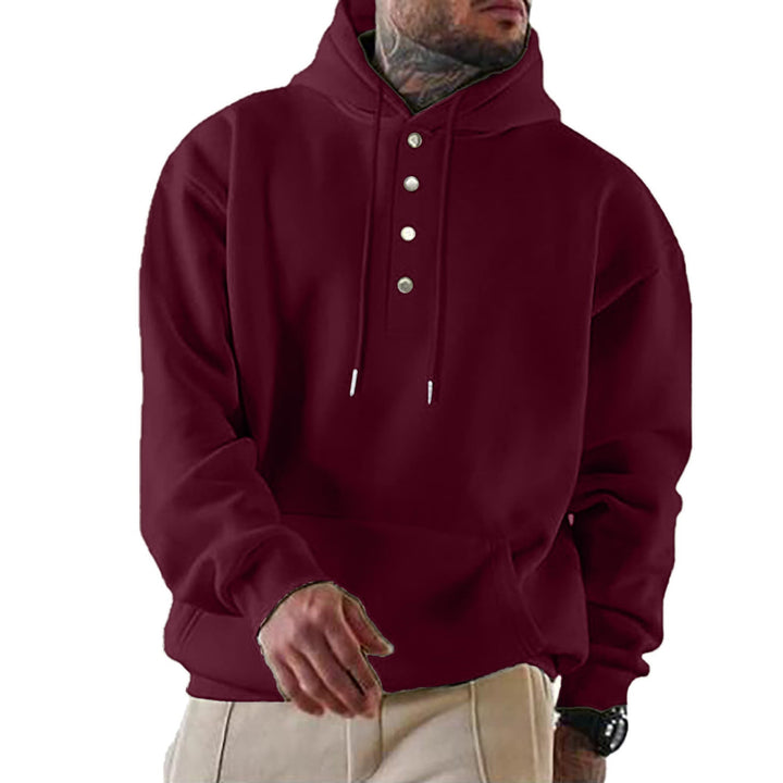 Herren Kapuzenpullover mit Knopfleiste und XXL-Passform W&W Mode