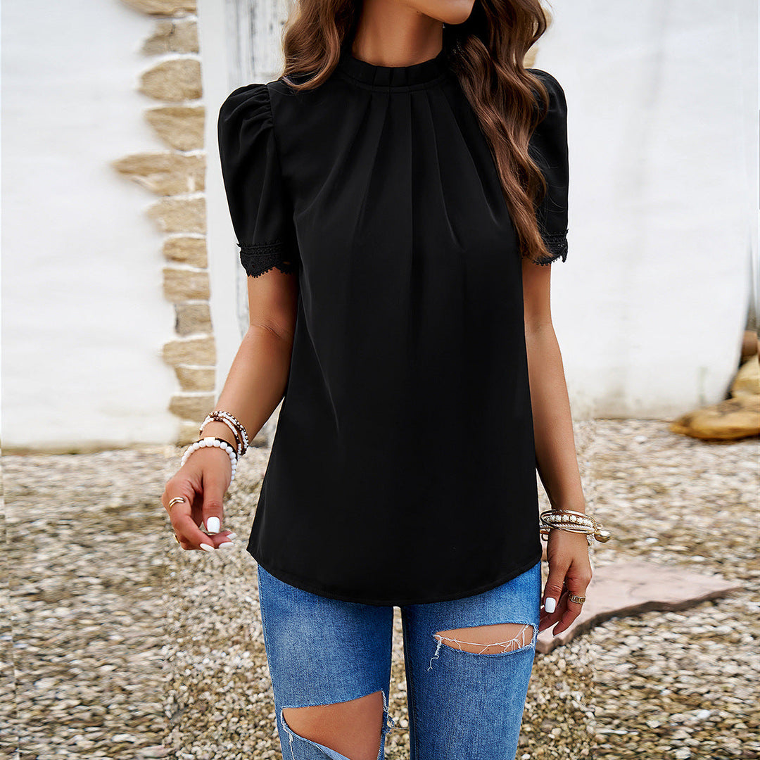 Damen Bluse mit elegante Rüschen und zurückhaltenden Falten W&W Mode