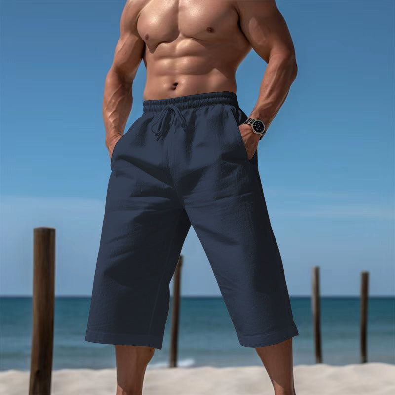 Herren nan lässige knielange Bermuda-Shorts mit elastischem Bund und Tunnelzug W&W Mode