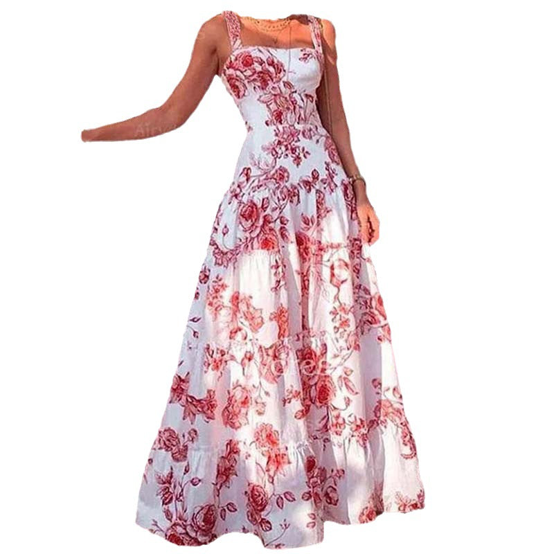 Damen Maxikleid mit hochwertigem Blumenmuster und schulterfreiem Design W&W Mode