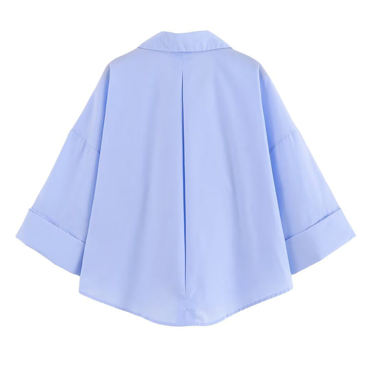 Damen Bluse mit oversized Schnitt und schickem Revers W&W Mode