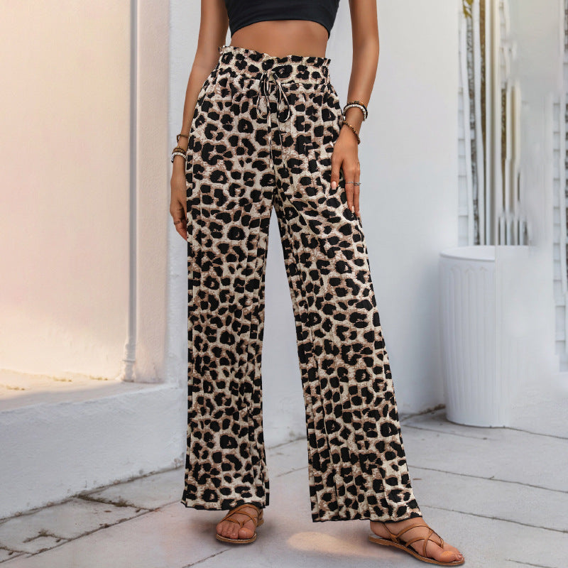 Damen Palazzo-Hose mit stylischem Leoprint und elastischem Taillenzug W&W Mode