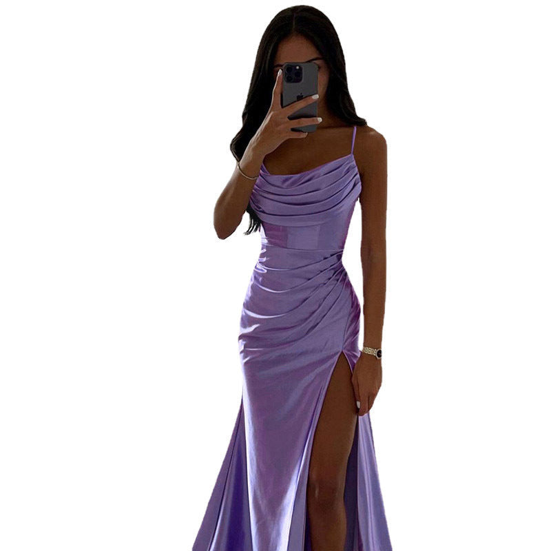 Damen elegantes Maxikleid mit asymmetrischem Schnitt und raffinierten Raffungselementen W&W Mode