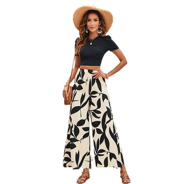 Damen Elegante weite Hose mit floralem Muster W&W Mode
