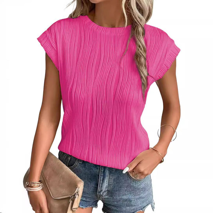 W&W Mode | Einfarbiges Rundhalsausschnitt Loose Kurzarm T-Shirt Top