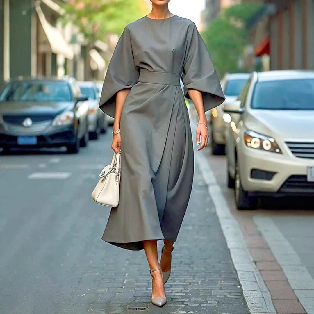 Damen Elegantes Maxikleid mit Puffärmeln und tailliertem Schnitt W&W Mode