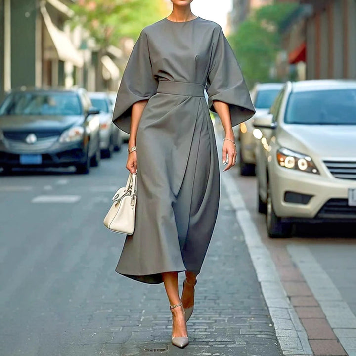 Damen Elegantes Maxikleid mit Puffärmeln und tailliertem Schnitt W&W Mode