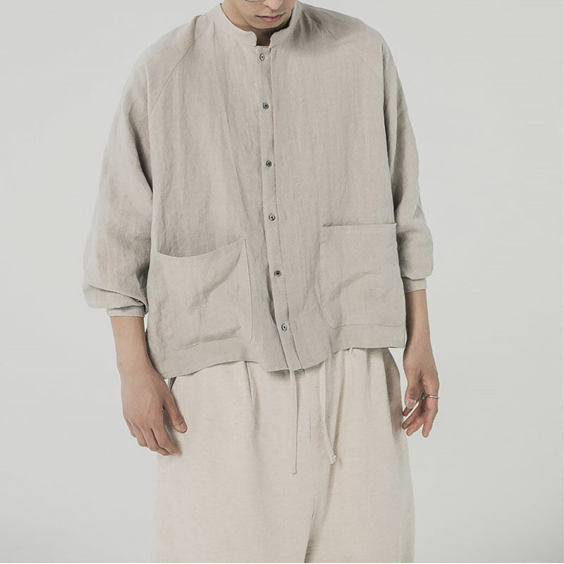 Damen Leinenbluse mit praktischen Taschen und lässigem Schnitt W&W Mode